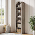 Tribesigns 74.8' Tall Arched Bookshelf, 6-Tier Narrow Open Bookcase, Floor Standing Corner Display Shelves Storage Organizer for Small Space, Home Office, Living Room (Grey, 1 PC)