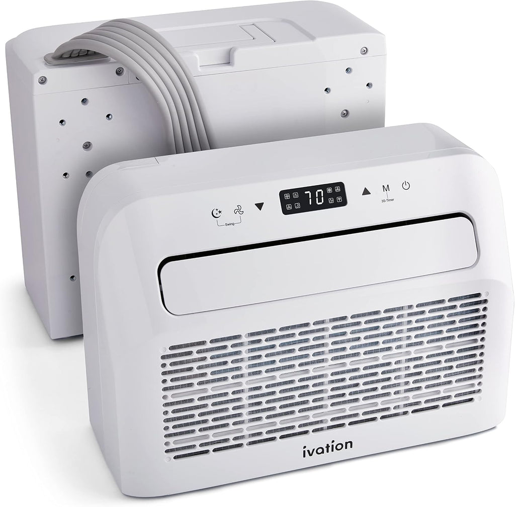 Ivation 6,500 BTU Camper Air Conditioner | Portable Over-the-Window Sill AC, Fan & Dehumidifier for RV, Caravan & Motorhome | Digital Display, Temperature Control, Timer, Sleep Mode, Whisper Quiet