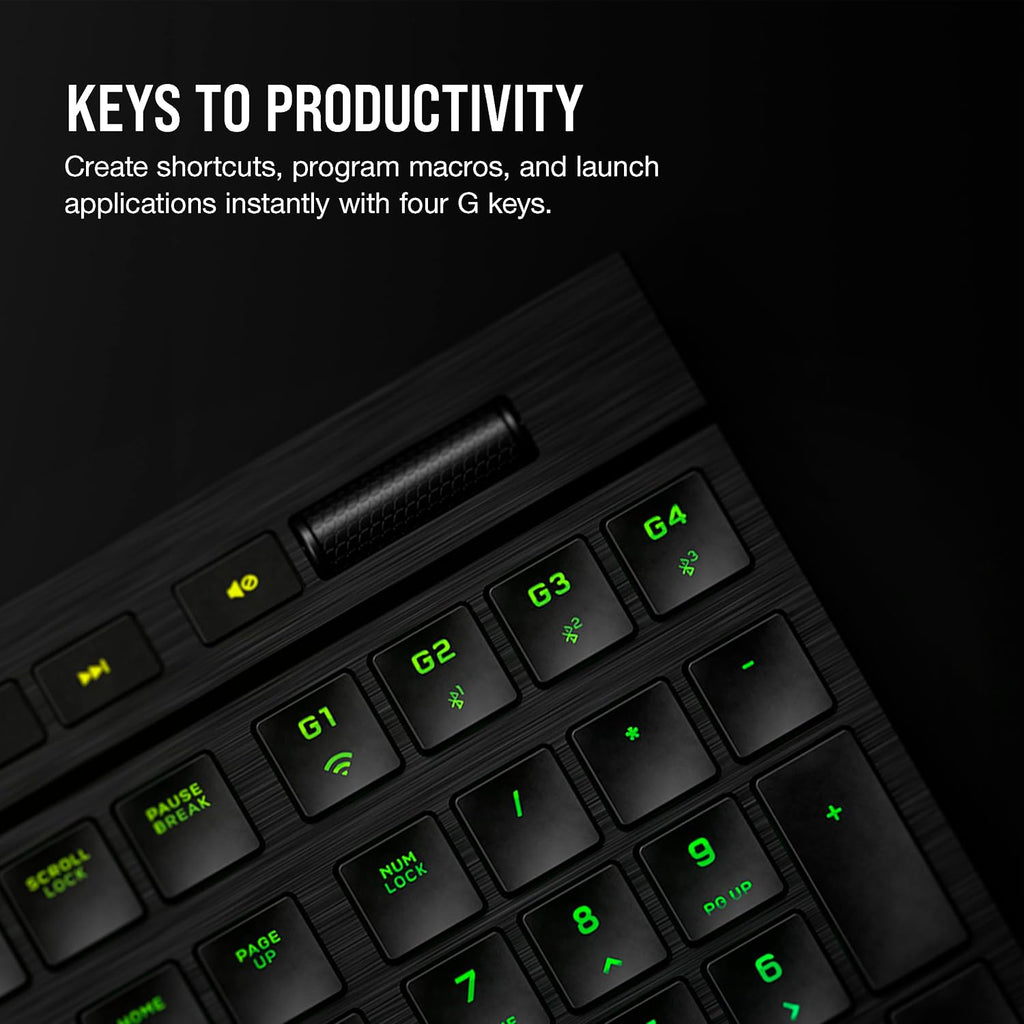 Corsair K100 AIR Wireless RGB Mechanical Gaming Keyboard - Ultra-Thin, Sub-1ms Slipstream, Low-Latency Bluetooth, Cherry MX Ultra Low Profile Keyswitches - NA Layout, QWERTY - Black