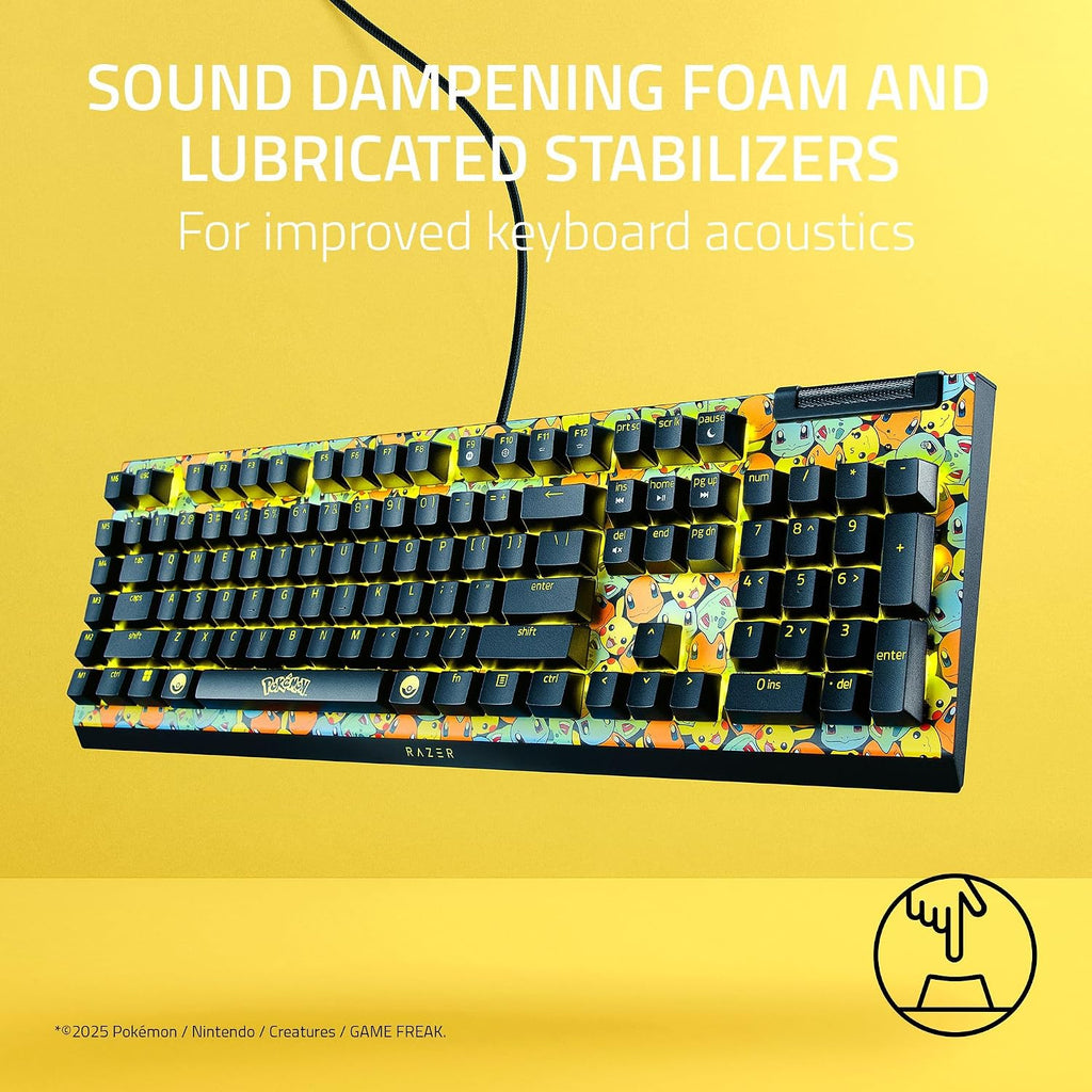 Razer BlackWidow V4 X Mechanical Gaming Keyboard: Green Switches Tactile & Clicky - 6 Macro Keys - Chroma RGB - Doubleshot ABS Keycaps - Sound Dampening & Stabilizers - Pokémon Edition