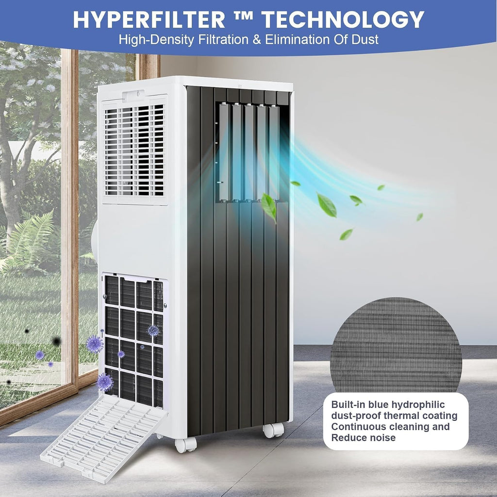 GarveeHome Quiet 8000 BTU Portable Air Conditioner with Fan & Dehumidifier, Energy Efficient AC Unit for Bedroom or Living Room, 3-In-1 Cooling with Auto Swing & Easy Installation Kit