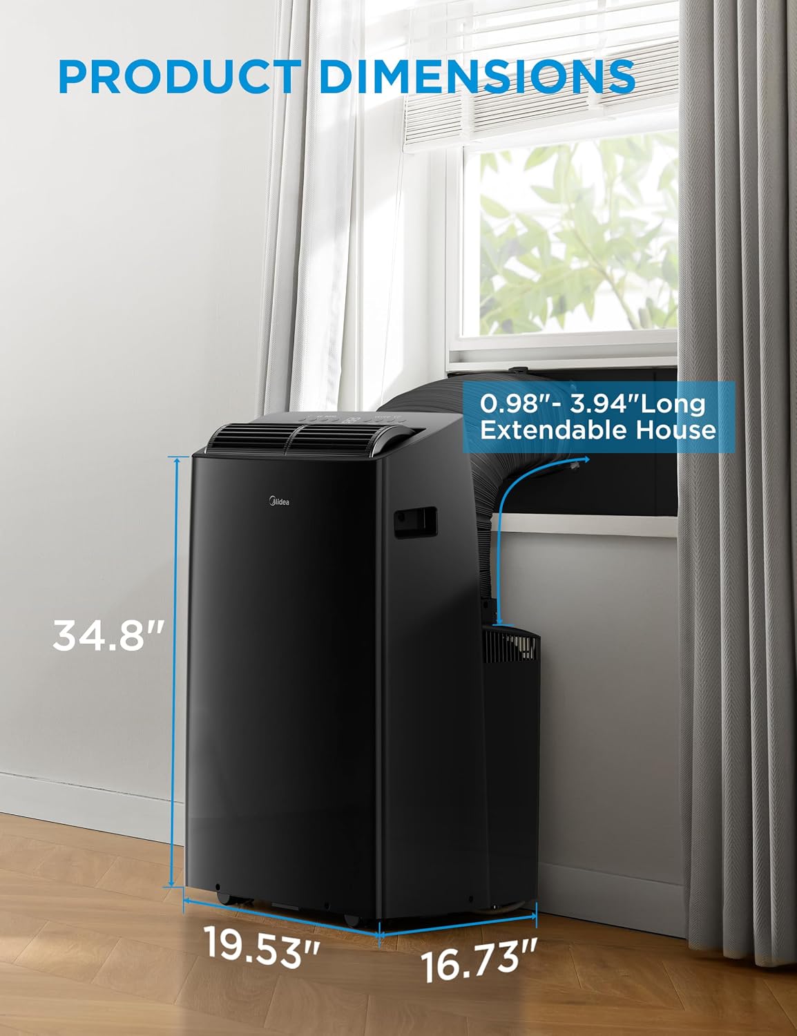 Midea Duo 14,000 BTU (12,000 BTU SACC) High Efficiency Inverter, Ultra Quiet Portable Air Conditioner, Cools up to 550 Sq.Ft., Works with Alexa/Google Assistant, Includes Remote & Window Kit, 2026 New