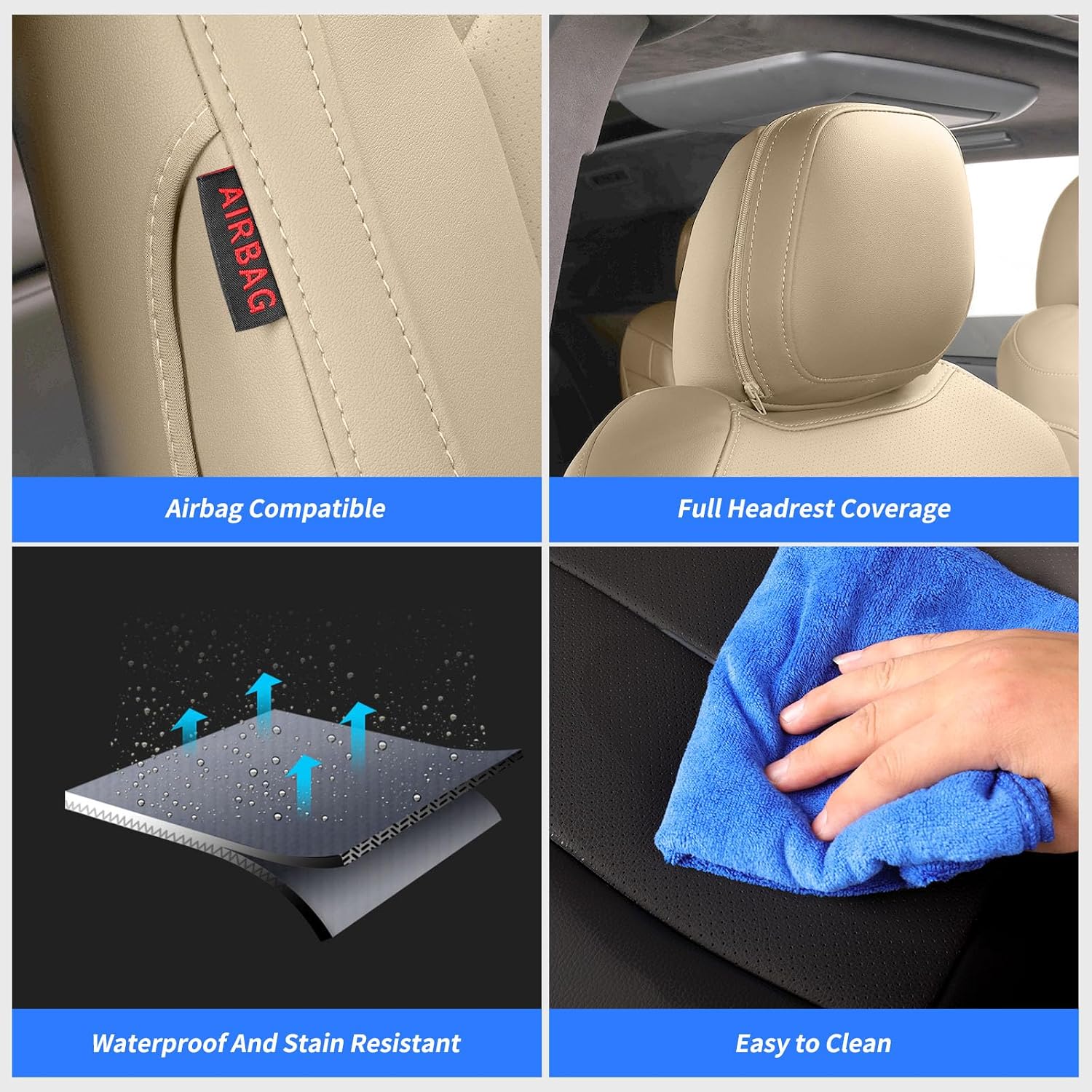 coverdream Custom Seat Covers for 2021-2026 Toyota Sienna Limited,Platinum,7-Seater,2nd Row Captain Seats w/Leg Rest,Full Set Waterproof Faux Leather Car Seat Protector (Beige)