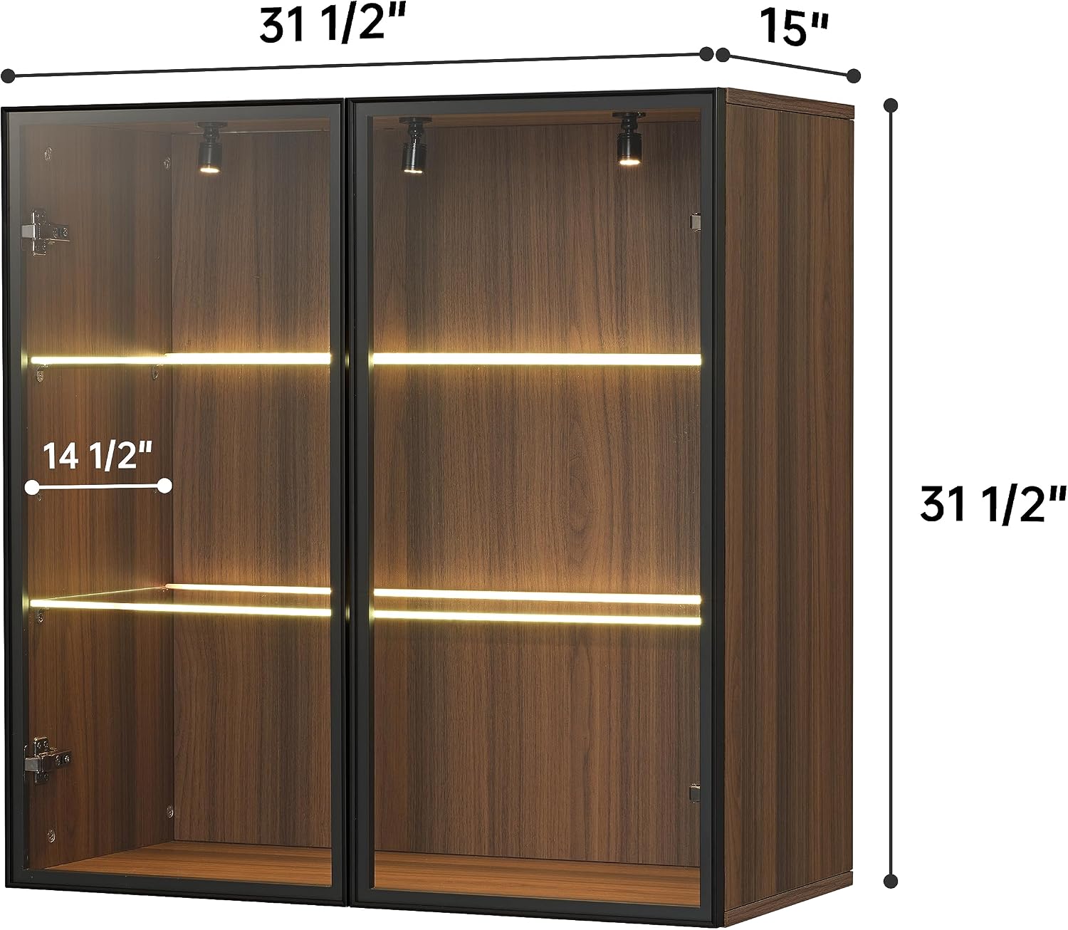 EUREKA ERGONOMIC Curio Cabinet, Display Case Storage Showcase with LED Lighting, Tempered Glass Door, Adjustable Shelves for Collectibles Home Office Living Room Bedroom (33 INCH)