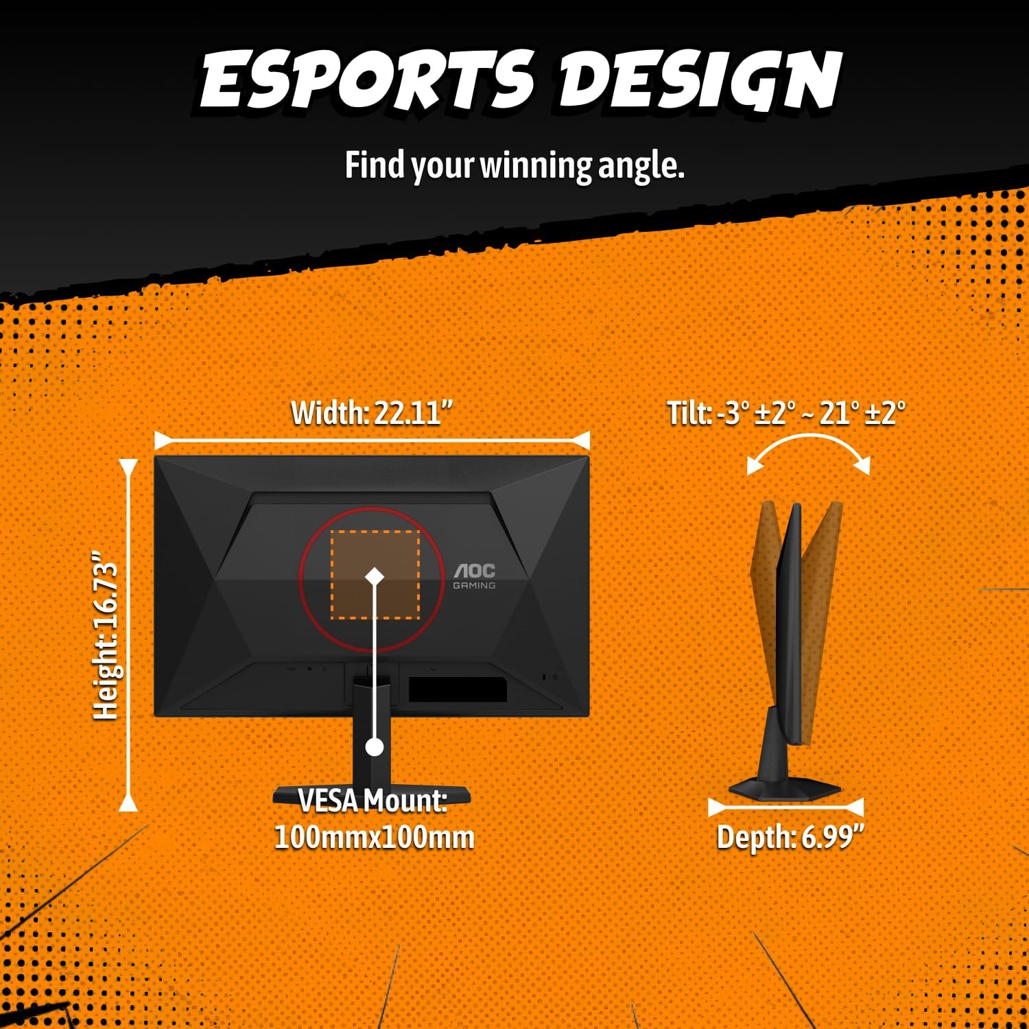 AOC 25G51Z 25-inch Gaming Monitor FHD 1920x1080, 240Hz Refresh Rate, 0.5ms MPRT, IPS Panel, HDR, 3-Sided Frameless, HDMI 2.0 x1, Display Port x1, 3-Year Zero-Bright-Dot