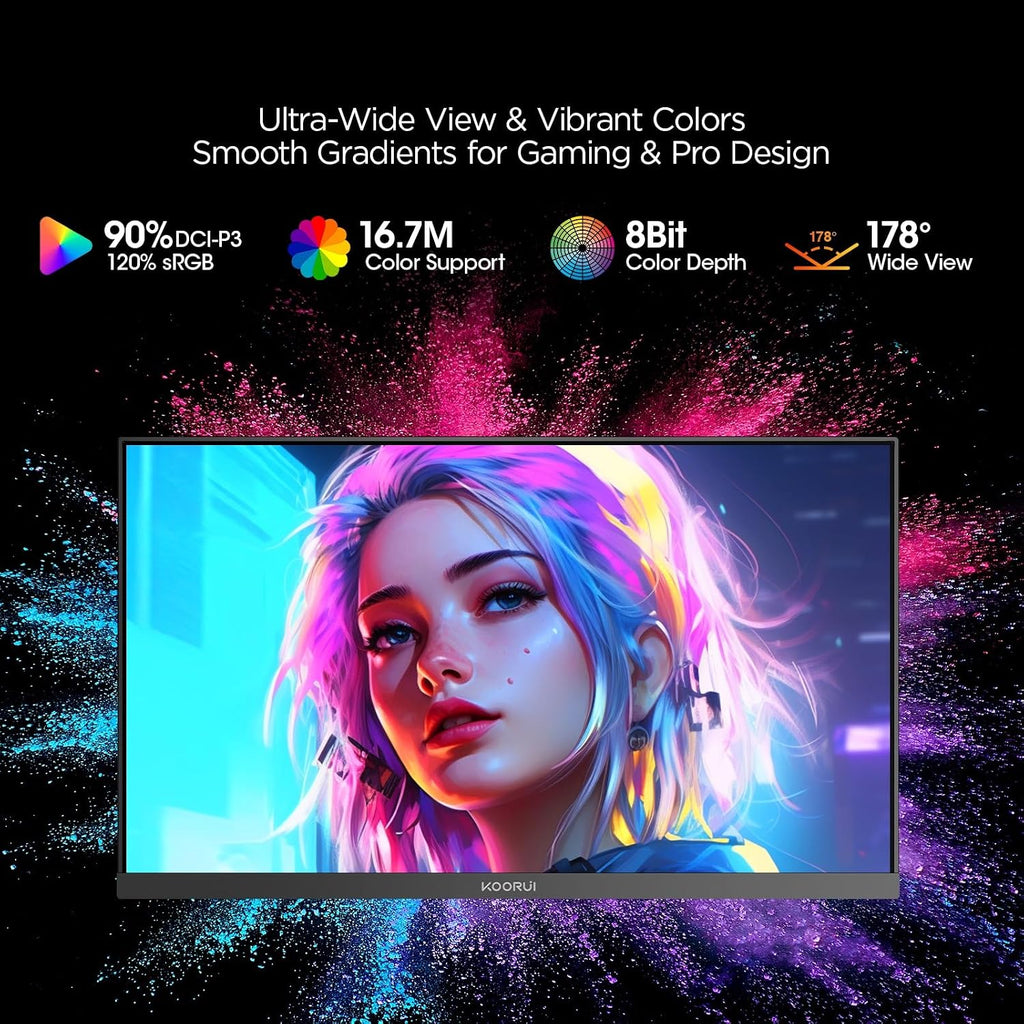 KOORUI 24' Gaming Monitor, 240Hz 1ms Response, FHD HDR400 Display, 90% DCI-P3 Color Gamut, Adaptive Sync, Ultra Slim Frame, VESA Mountable, HDMI 2.0, DP 1.4