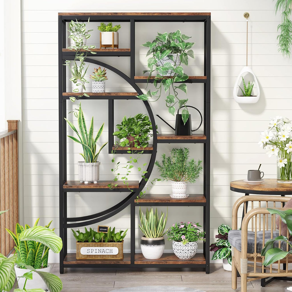 Tribesigns Bookshelf Industrial 5 Tier Etagere Bookcase, Freestanding Tall Bookshelves Display Shelf Storage Organizer with 9-Open Storage Shelf for Living Room, Bedroom, 2 Pack