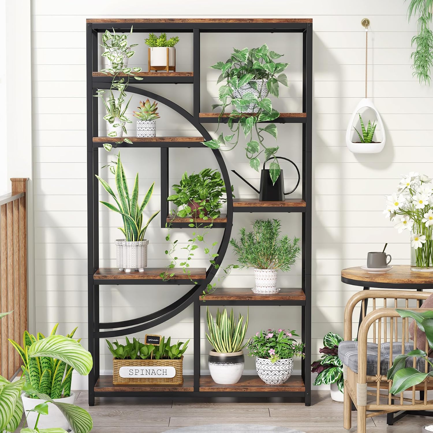 Tribesigns Bookshelf Industrial 5 Tier Etagere Bookcase, Freestanding Tall Bookshelves Display Shelf Storage Organizer with 9-Open Storage Shelf for Living Room, Bedroom, 2 Pack
