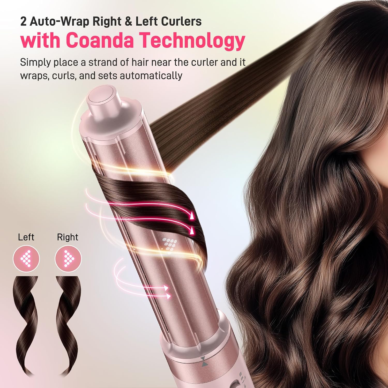 MESCOMB Dual Voltage Hot Air Styler Wrap - 5 in 1 Hair Dryer Brush with Fast Drying Blow Dryer, Styling, Straightening & Volumizing with Travel Bag (100V–240V) Gift for Women