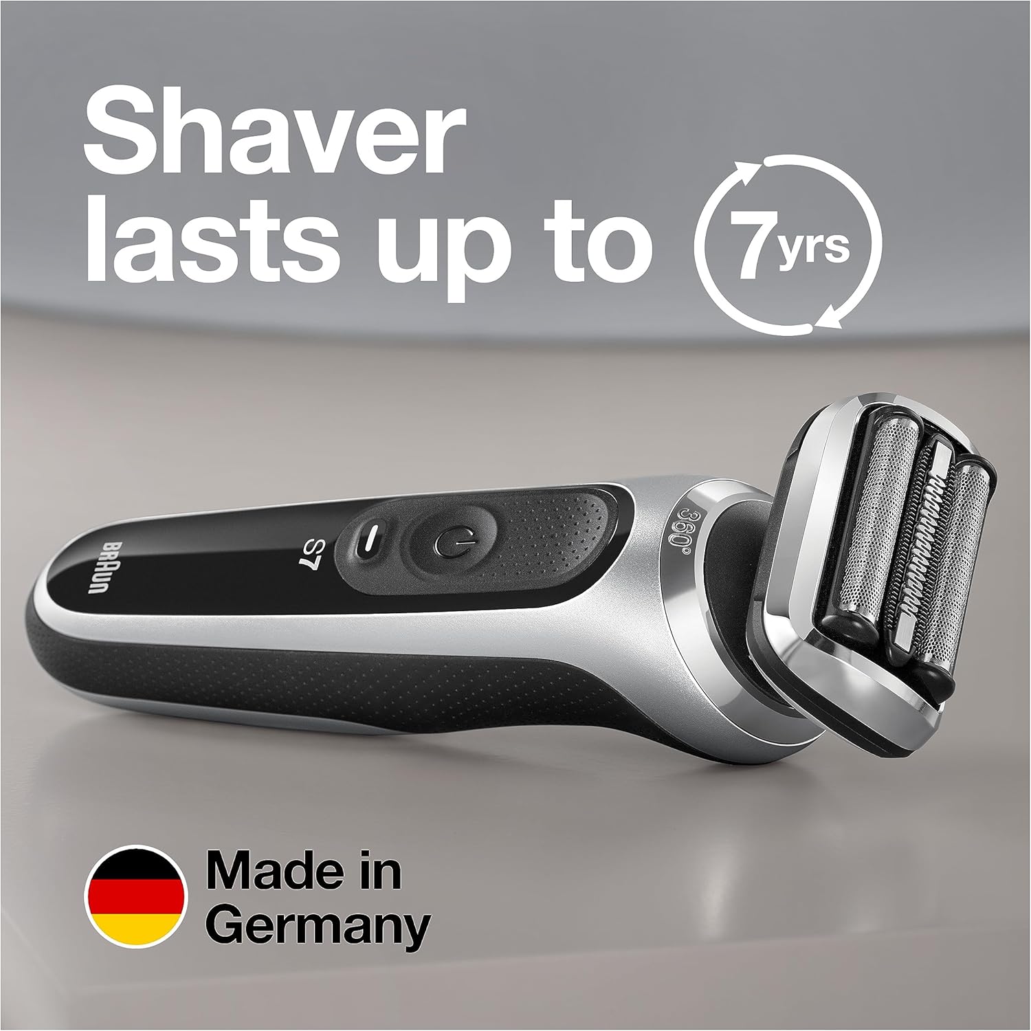 Braun Electric Razor for Men, Waterproof Foil Shaver, Series 7 7027cs, Wet & Dry Shave, with Beard Trimmer, Rechargeable, Charging Stand and Travel Case Included, Silver Black