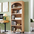 IFGET 76' Tall Arched Bookcase, Farmhouse 5 Tiers Large Arched Bookshelf Cabinet with Adjustable Shelves, Modern Wooden Book Shelf w/Storage and Open Display Shelves for Living Room, Office-Natural