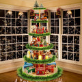 DoubleFill 6 Tier 72 Inch Christmas Tree Village Stand Christmas Bookshelf Display Supply Large Xmas Ornament Displays Tree Stands Xmas Wooden Display Trees Stand for Holiday Displays(Circle)