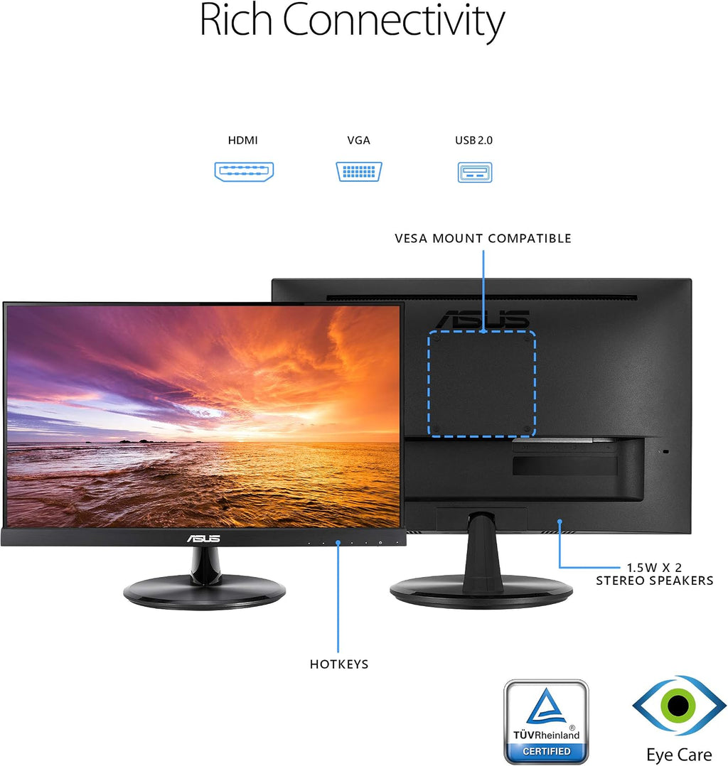 ASUS VT229H 21.5' Monitor 1080P IPS 10-Point Touch Eye Care with HDMI VGA, Black