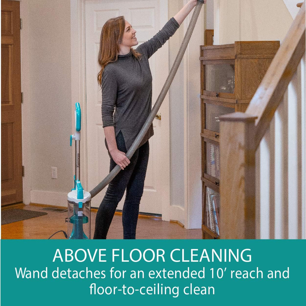 Kenmore Bagless Upright Vacuum 2-Motor Power Suction Lightweight Carpet Cleaner with 10'Hose, HEPA Filter, 2 Cleaning Tools for Pet Hair, Hardwood Floor, Green, 2 Liters