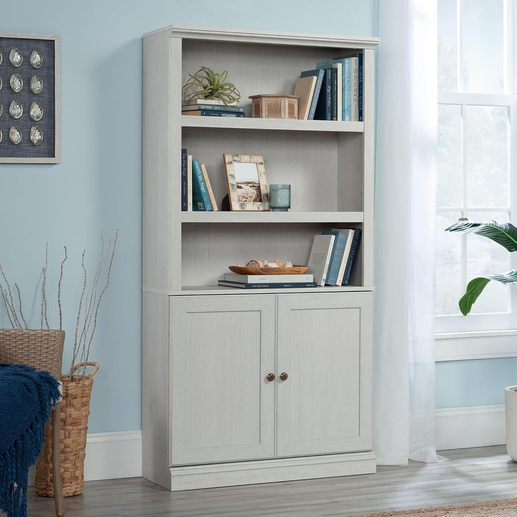 Sauder Miscellaneous Storage 5-Shelf/Book Shelf 2-Door Bookcase, Glacier Oak Finish