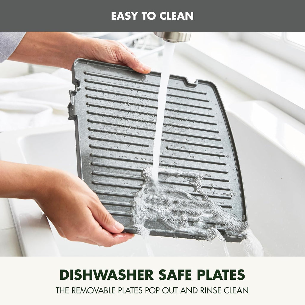GreenPan Elite 7-in-1 Multi-Function Contact Grill & Griddle, Healthy Ceramic Nonstick Reversible Plates, Adjustable Shade & Shear, Closed Press/Open Flat Surface, PFAS-Free, Graphite