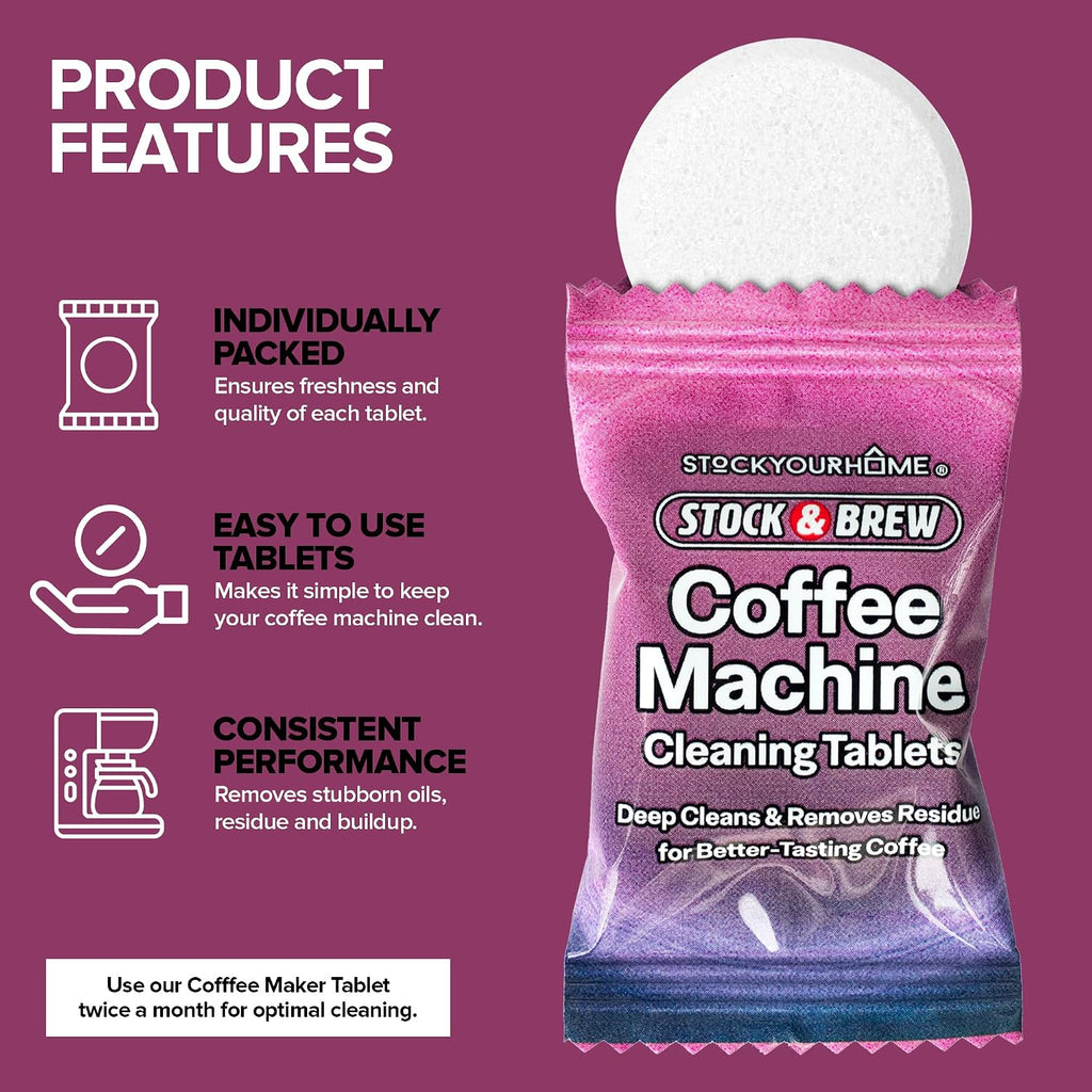 Stock and Brew Coffee Maker Cleaner Tablets (1152 Count), One Year Supply Descaler for Espresso, Drip and Pod Machines, Removes Residue and Improves Taste
