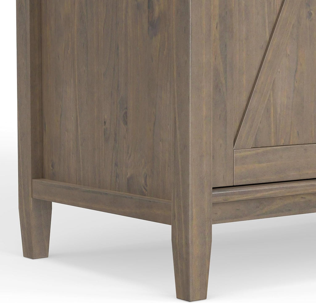 SIMPLIHOME Ela Solid Wood and Pine 54 inch x 18 inch Rectangle Transitional Sideboard with Wine Storage in Smoky Brown for The Dining Room and Kitchen