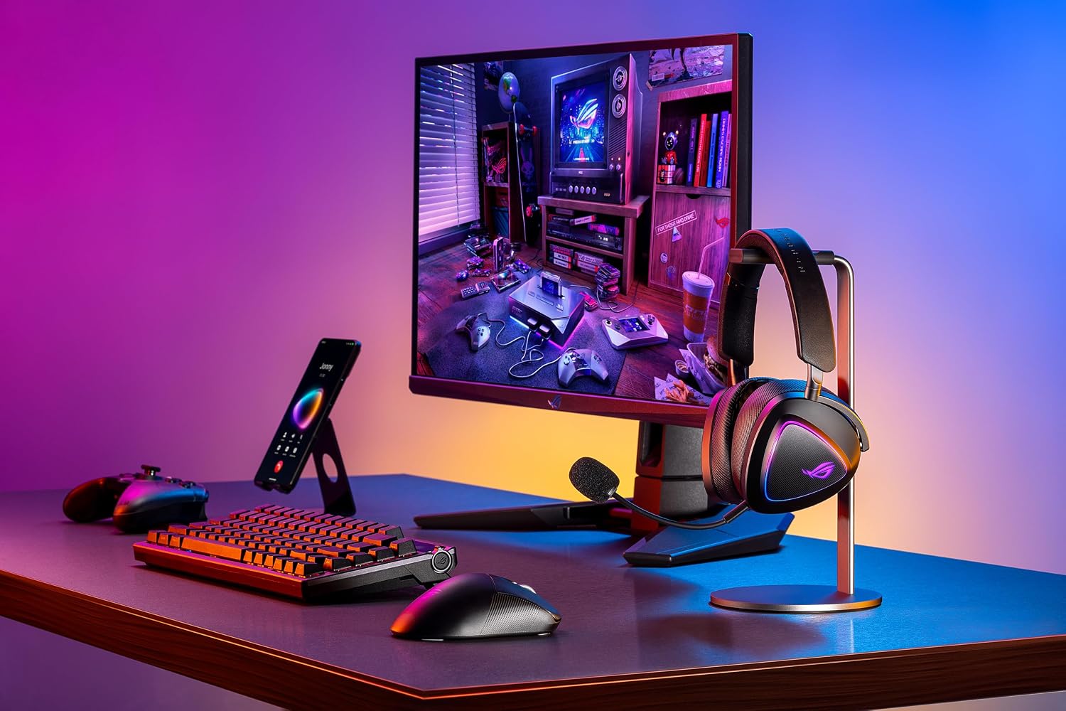 ASUS ROG Delta II Wireless Gaming Headset with Detachable Mic – Tri-Mode (BT, 2.4GHz, 3.5mm), 50mm Titanium-Plated Drivers, 110Hr Battery, Lightweight, for PC, PS5, PS4, Xbox, Switch, Mobile - Black