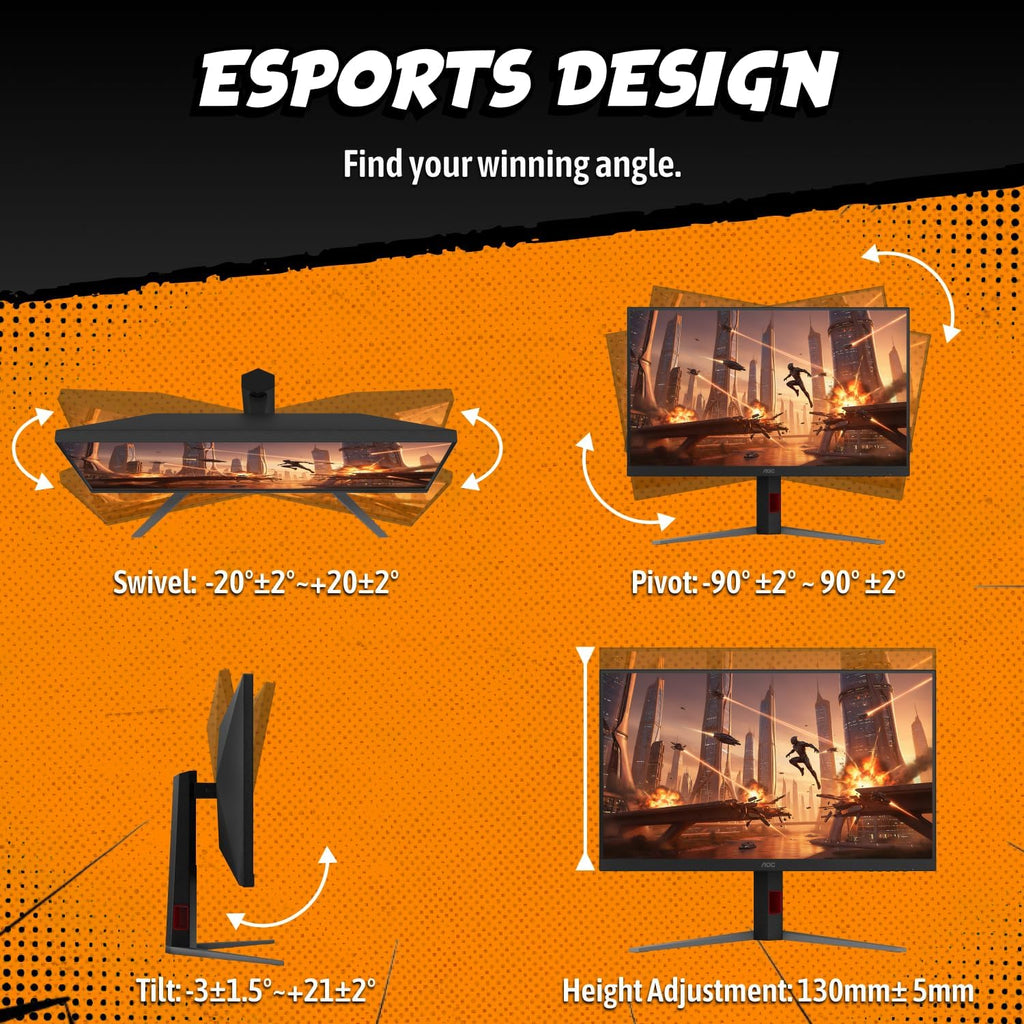 AOC 32 inch 4K Gaming Monitor, UHD 3840×2160 160Hz / FHD 320Hz Dual Mode, IPS Panel, 0.5ms MPRT, HDMI 2.1, DisplayPort 1.4, G-Sync Compatible, Height Adjustable Stand, U32G4