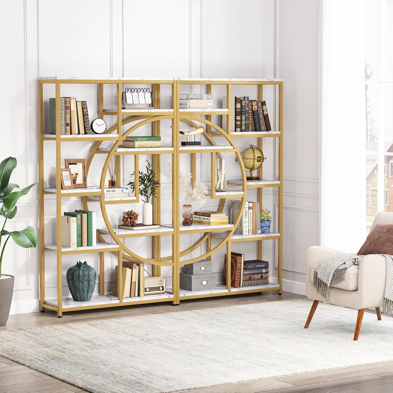 Tribesigns Bookshelf Industrial 5 Tier Etagere Bookcase, Freestanding Tall Bookshelves Display Shelf Storage Organizer with 9-Open Storage Shelf for Living Room, Bedroom