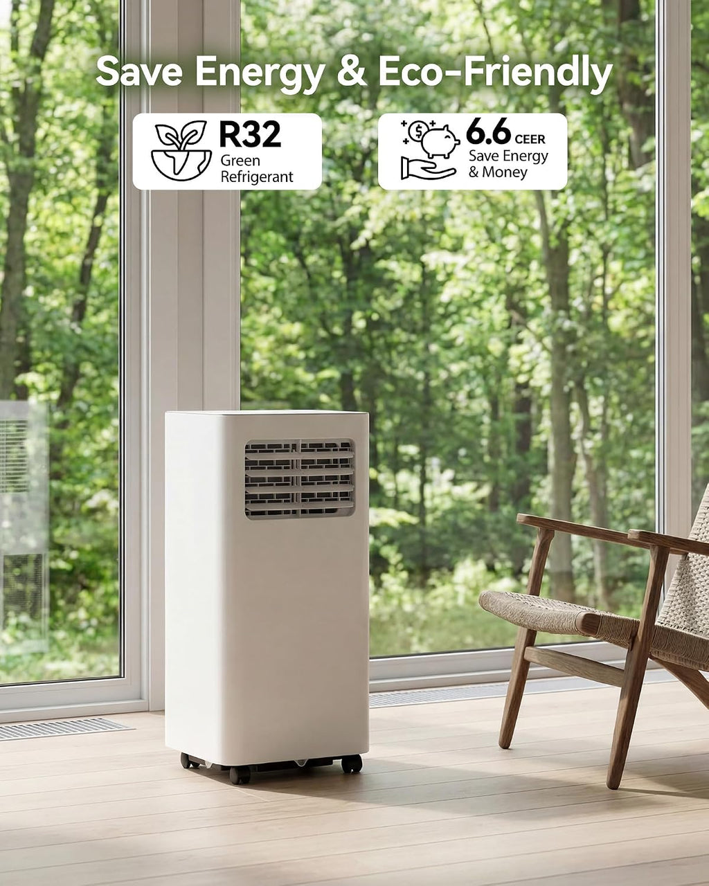 Feelfunn 10,000 BTU Portable Air Conditioner - Cools 450 Sq. Ft., 3-in-1 Portable AC Unit with Cool/Fan/Dehumidifier/Sleep, Quiet AC with LED Display, Remote & 24H Timer, for Bedroom, Dorm, Apartment