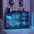 HNEBC Display Curio Cabinet - with Glass Door,47.2' W Lockable Glass Display Cabinet with LED Lights for Collectibles,5-Tier Lighted Display Case with Motion Sensor,Living Room,Black