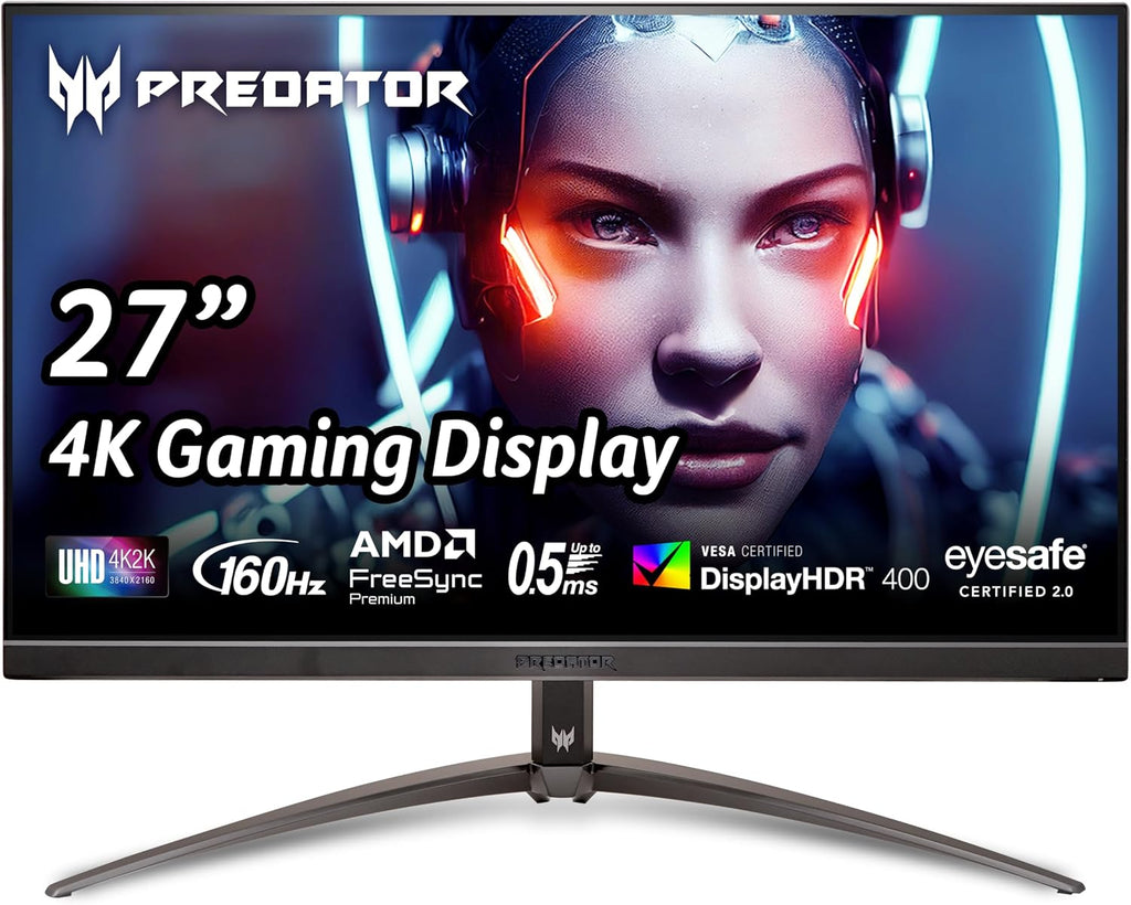 acer Predator XB273K 27' 4k Gaming Monitor | AMD FreeSync Premium | ZeroFrame Design | 160Hz Refresh | Up to 0.5ms Response | Height, Tilt, Swivel, Pivot Adjust | HDR 400 | 1 x DP 1.4 & 2 x HDMI 2.1
