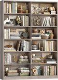 FACBOTALL Bookshelf and Bookcase, 6-Tier Double Wide Bookshelves, Freestanding Display Storage Shelves, Tall Bookcases for Home Decor Bedroom, Living Room, Home Office, Wash Gray