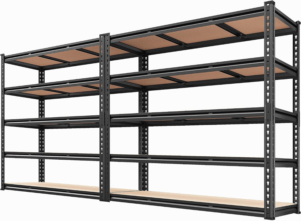 REIBII 48' W Garage Shelving 3080LBS Storage Shelves 5 Tier Heavy Duty Shelving Adjustable Garage Shelves for Basement, Warehouse, Commercial, Easy Assemble, 48' W x 72' H x 24' D, 2PC