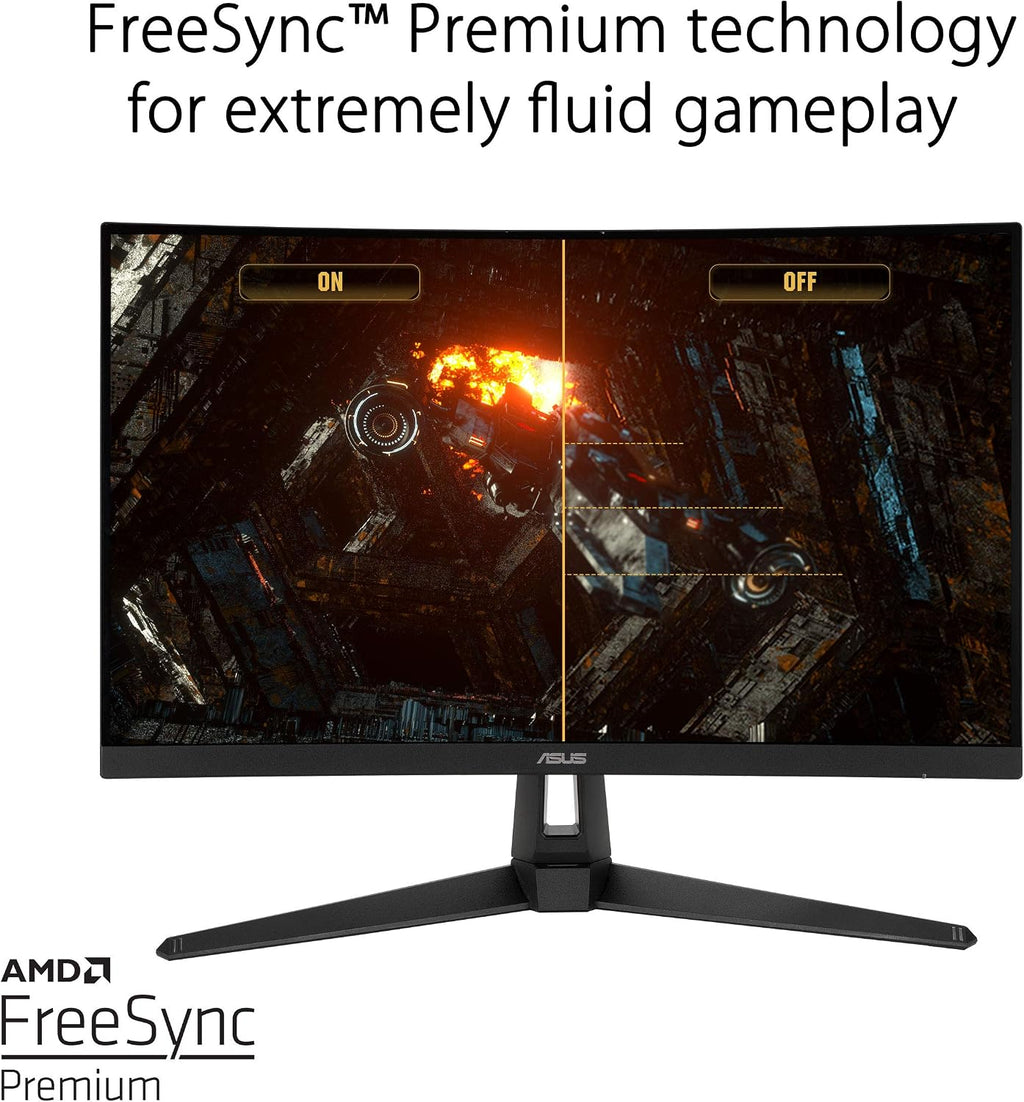 ASUS TUF Gaming VG27WQ1B 27' Curved Monitor, 1440P WQHD (2560 x 1440), 165Hz (Supports 144Hz), 1ms, Adaptive-sync/FreeSync Premium, Extreme Low Motion Blur, Eye Care, HDMI DisplayPort, HDR10