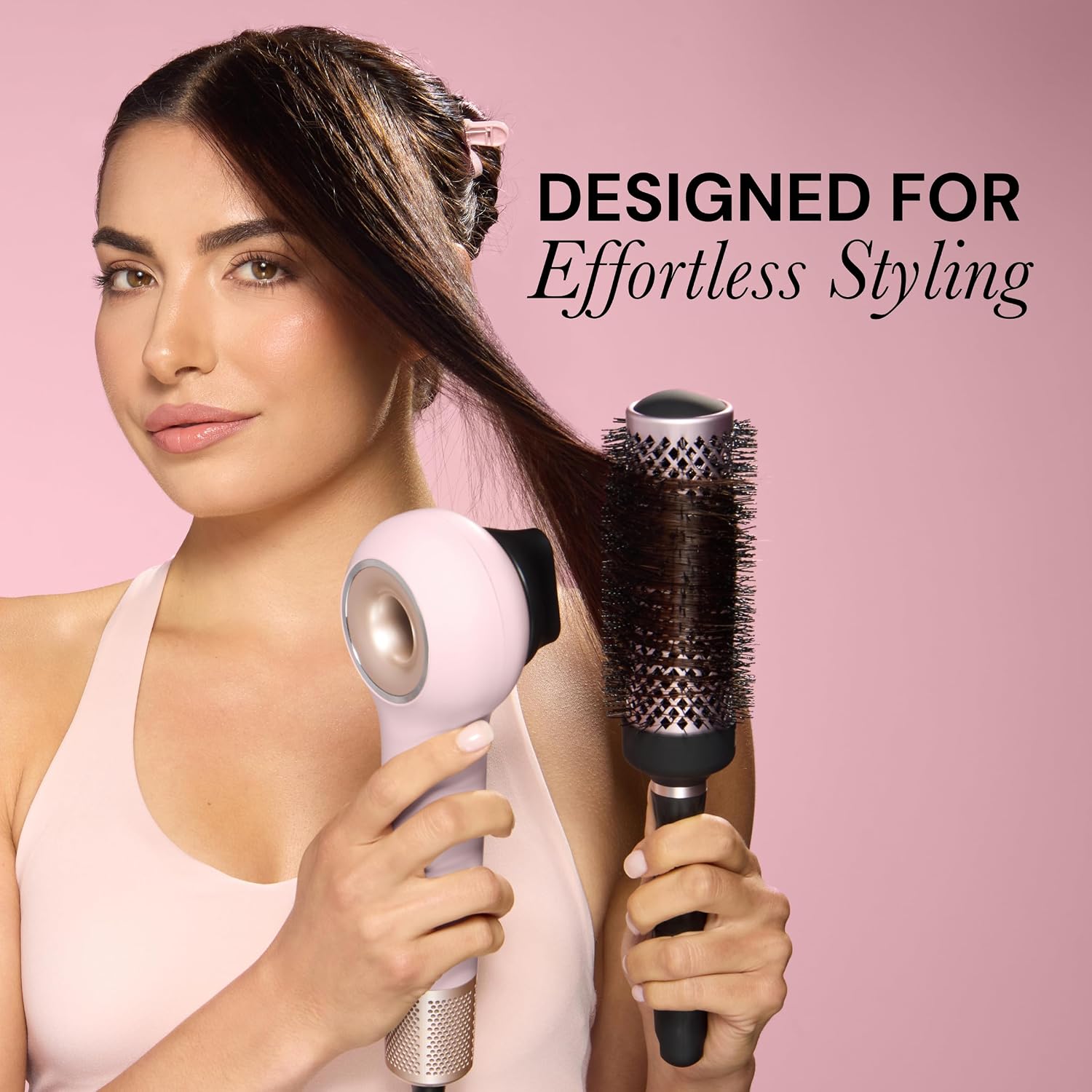 L'ANGE HAIR Axia HaloRing Ionic Hair Dryer | High Speed Professional Blow Dryer for Smooth, Frizz-Free Styles | Lightweight Brushless Motor with Concentrator & Wall Mount | 4 Heat Settings | Blush