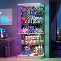 HNEBC 5 Tier Glass Display Cabinet, 66.9' Curio Cabinet with RBG Lights, Display Cases with Lockable and Human Body Sensor, Bookcases for Collectibles, Figurines, Books, Toys, White