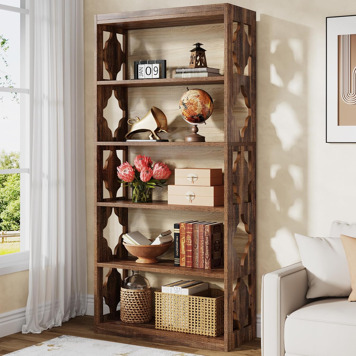 Tribesigns 6-Tier Bookcase, 70-Inch Tall Freestanding Bookshelf with Storage Shelves, Open Bookcase Wood Display Shelving Unit for Living Room Bedroom