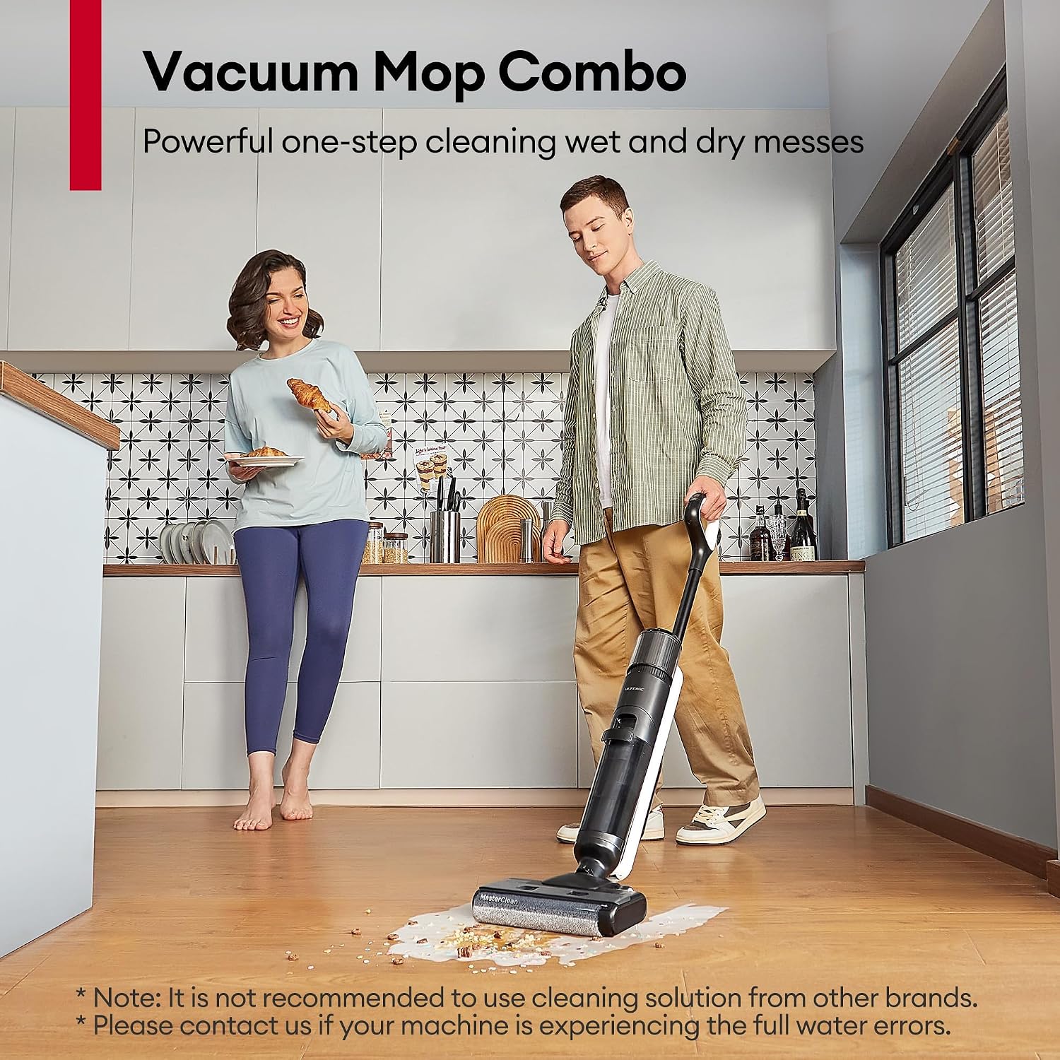 Ultenic Wet Dry Vacuum Cleaner, Cordless Vacuum Mop Combo with Self-Cleaning, 50min Runtime, Smart Mess Detection, Edge Cleaning, LED Display, 3-in-1 Floor Cleaner Machine for Hard Floor, AC1 Elite