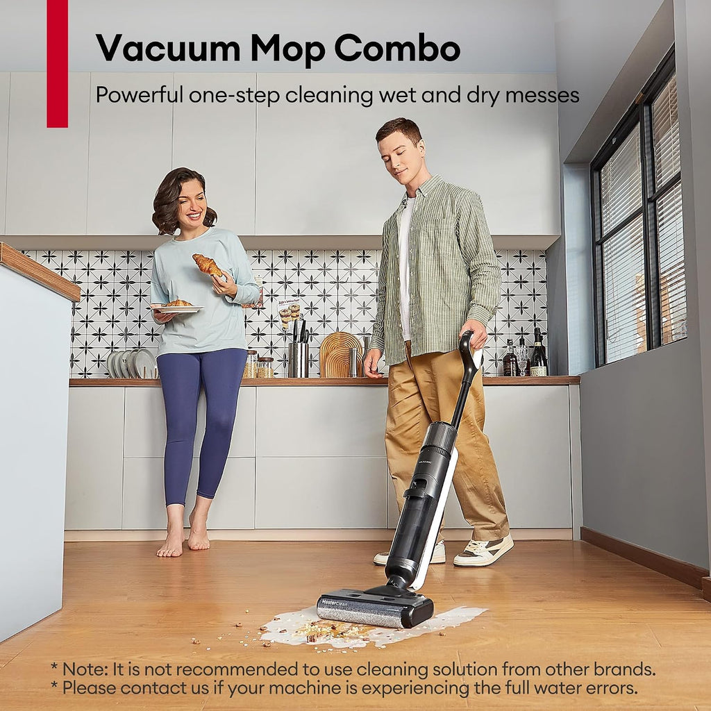 Ultenic Wet Dry Vacuum Cleaner, Cordless Vacuum Mop Combo with Self-Cleaning, 50min Runtime, Smart Mess Detection, Edge Cleaning, LED Display, 3-in-1 Floor Cleaner Machine for Hard Floor, Black＆White