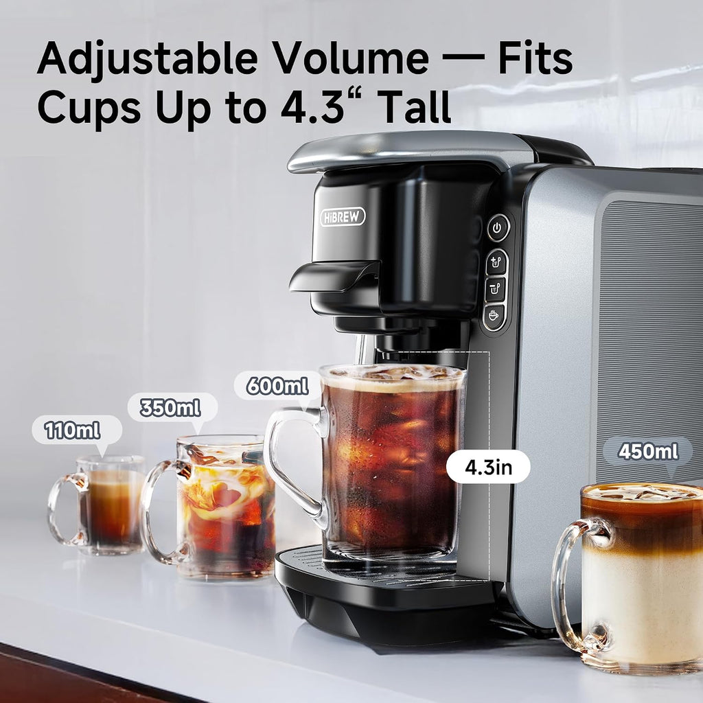 HIBREW H6 6-in-1 Pod Coffee Maker, Express Capsule Espresso Machine, compatible with Kcup*/Nes*/DG*/Espresso Powder. Suitable for Hotels, Homes, and Offices.