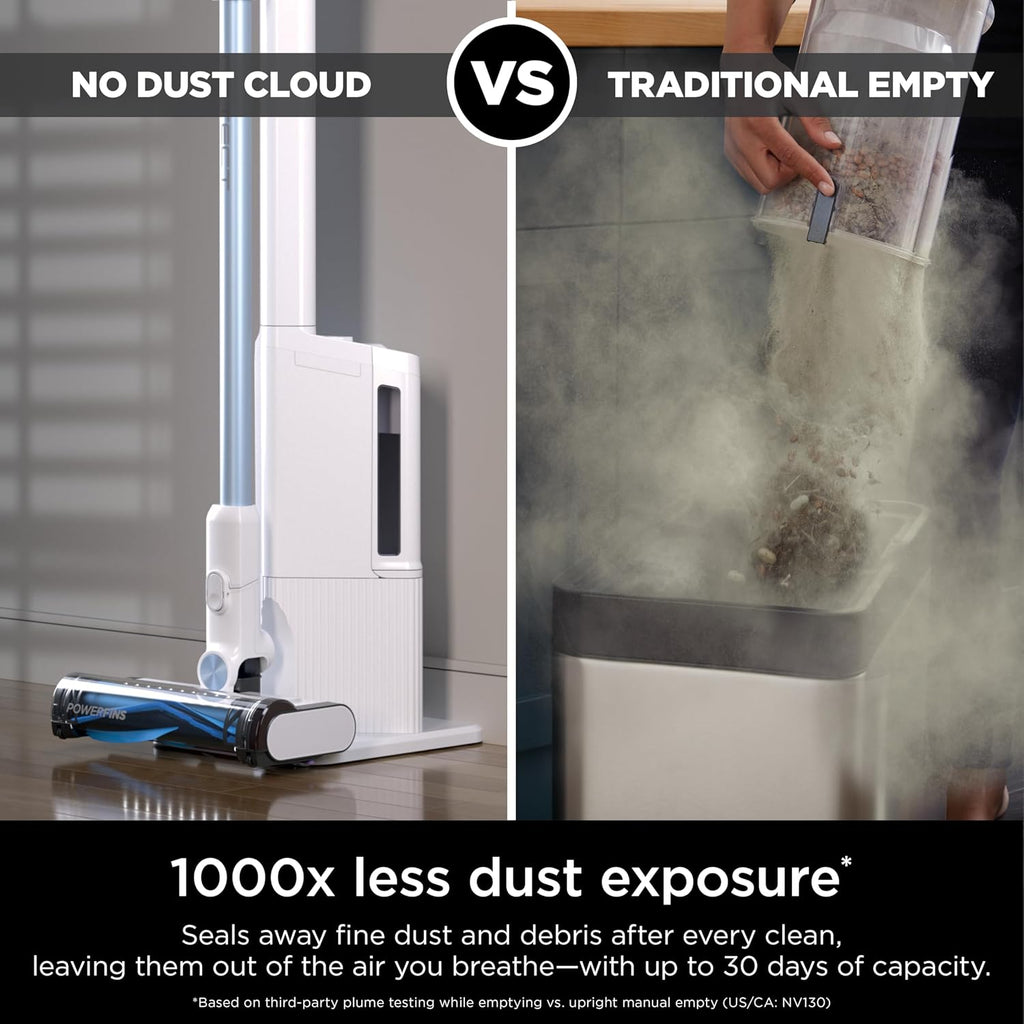 Shark Detect Clean & Empty | Lightweight Cordless Vacuum Cleaner with Auto-Empty System | HEPA Filter, Portable Handheld Attachment, Powerfins Brushroll | Cloudy Blue | IW4624