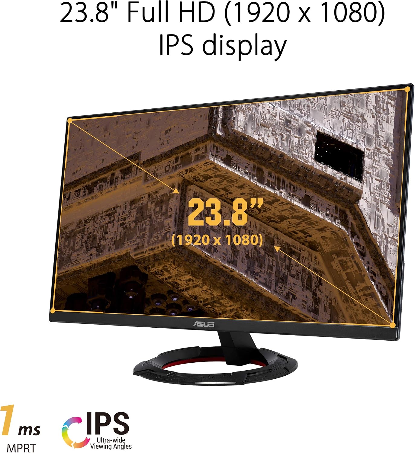 ASUS (VG249Q1R TUF Gaming 23.8' 1080P Monitor - Full HD, IPS, 165Hz (Supports 144Hz), 1ms, Extreme Low Motion Blur, Speaker, FreeSync™ Premium, Shadow Boost, VESA Mountable, DisplayPort, HDMI,Black