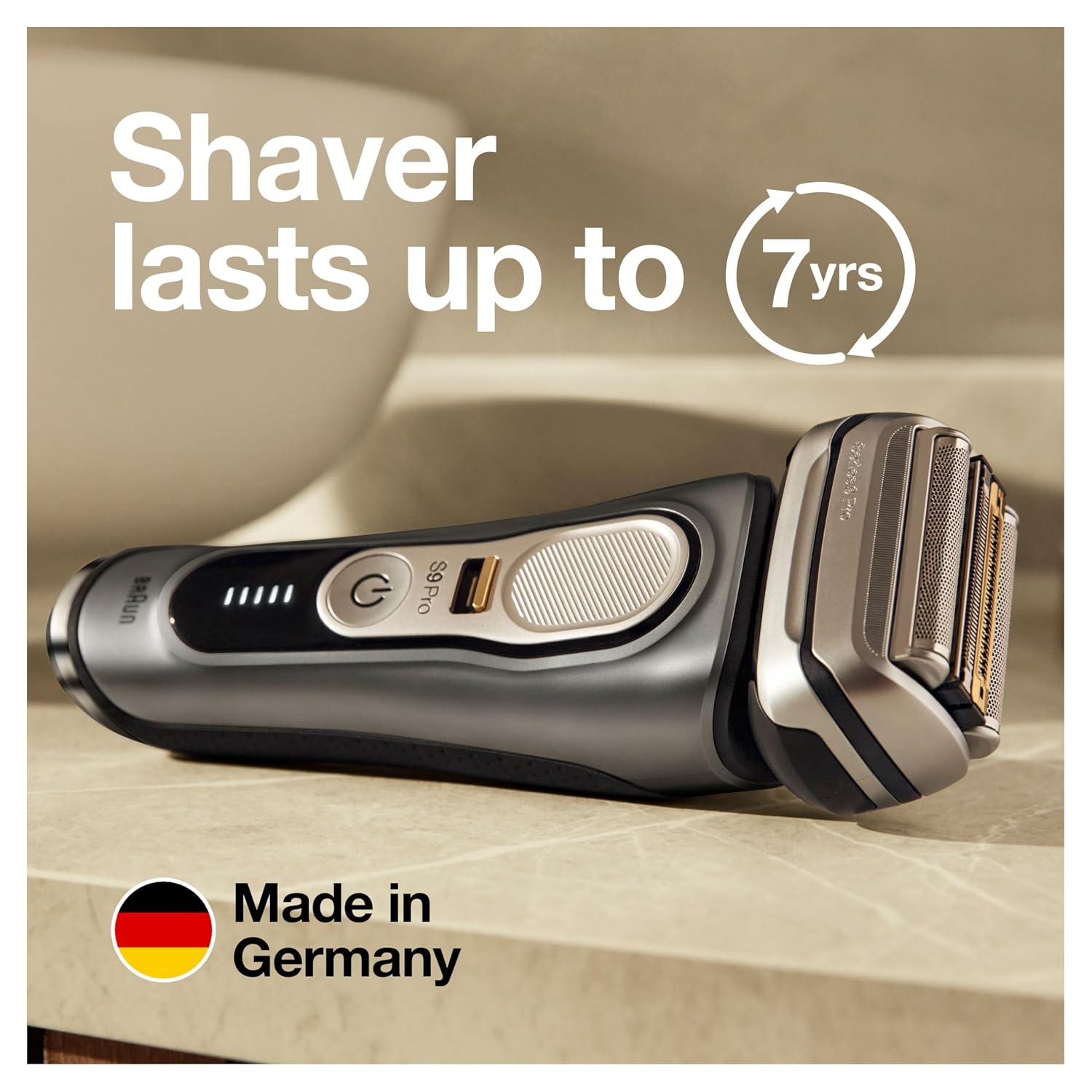 Braun Electric Razor for Men, Series 9 Pro 9465cc Wet & Dry Electric Foil Shaver with ProLift Beard Trimmer, Cleaning & Charging SmartCare Center, Head Shavers for Bald Men, Noble Metal