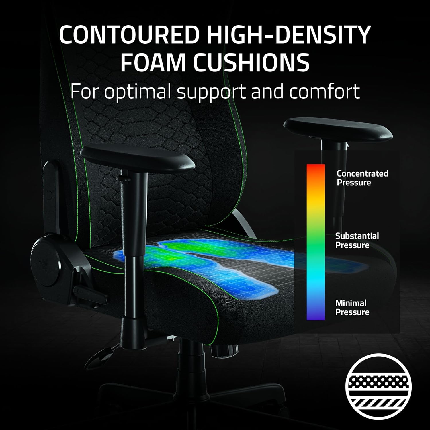 Razer Iskur V2 X Ergonomic Gaming Chair: Built-in Lumbar Support - Widened Seat Base - High Density Foam Cushions - Adjustable 152 Degree Recline - 2D Armrests - Plush Fabric Finish - Black