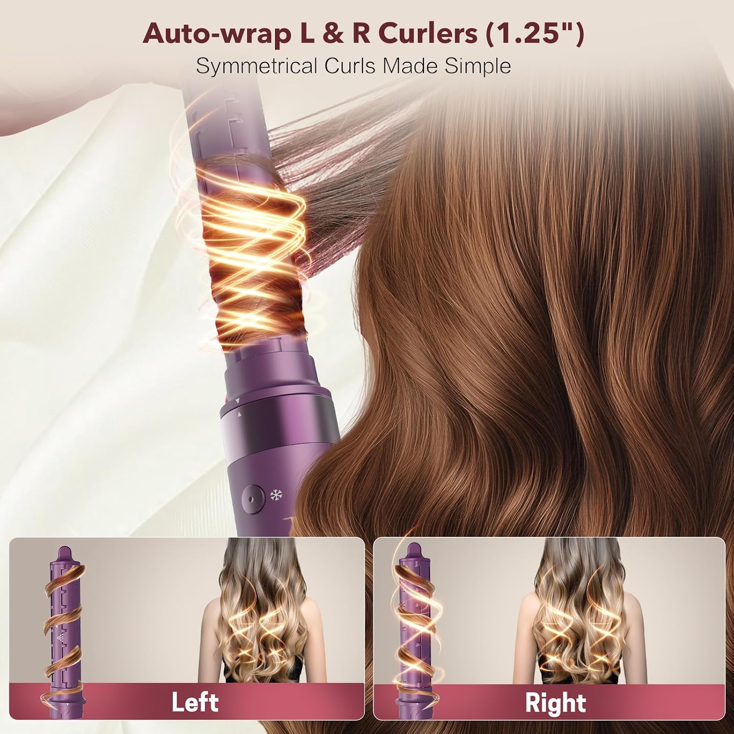 StyleVibe 8-in-1 Air Styler, Hair Dryer & Blow Dryer Brush with Travel Case - Auto Wrap Curls (L/R), Fast Drying, Thermal Round Brush for Smooth Blowouts & Frizz-Free Volume, No Heat Damage