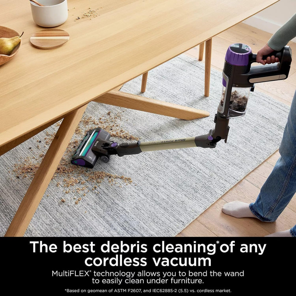 Shark Cordless Vacuum Cleaner with HEPA Filter, PowerDetect Clean & Empty, Powerful Suction, Auto-Empty System, Pet Hair Pickup, Carpets & Hardfloor, Purple/Gold (Renewed)