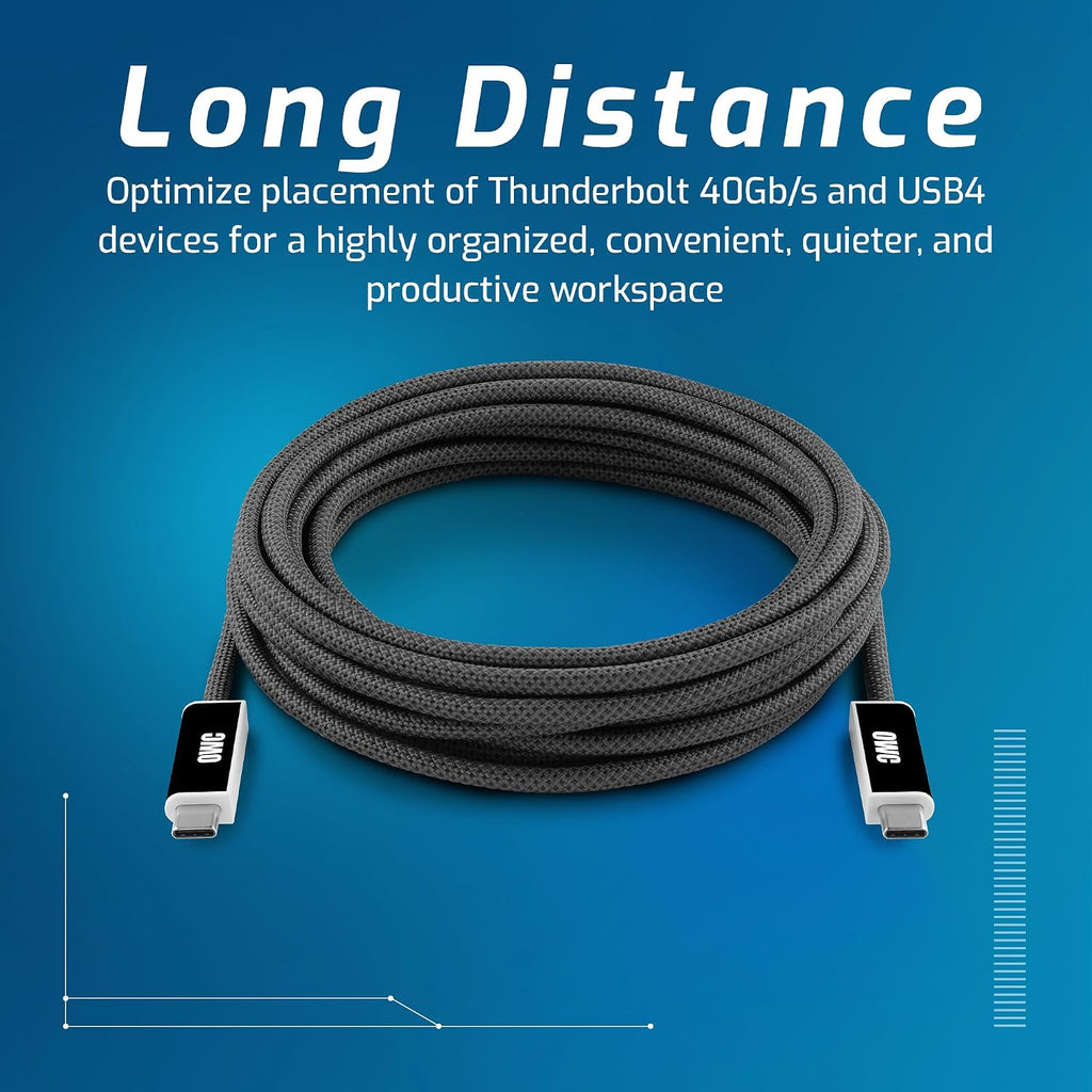 OWC 4.5M (15') USB4 (40Gb/s) Active Optical Cable, 60 watt Power delivery Support