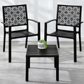 Best Choice Products 3-Piece Outdoor Bistro Set, Stackable Modern Steel Furniture for Porch, Garden w/ 2 Chairs, Table, Geometric Decor - Black