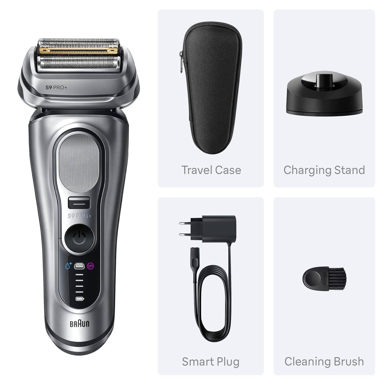 Braun Electric Razor for Men Series 9 PRO+ Electric Foil Shaver with Precision Trimmer, Charging Stand, Face, Beard Clippers, 9617s
