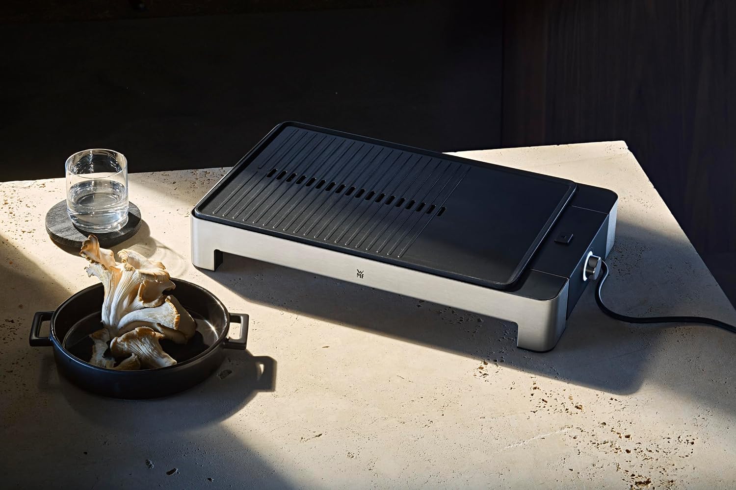 WMF Lono 0415340011 Electric Grill and Griddle, 2300W, Stainless Steel 18/10 Cromargan, Large Grill & Griddle Surface, Non-Stick Coating
