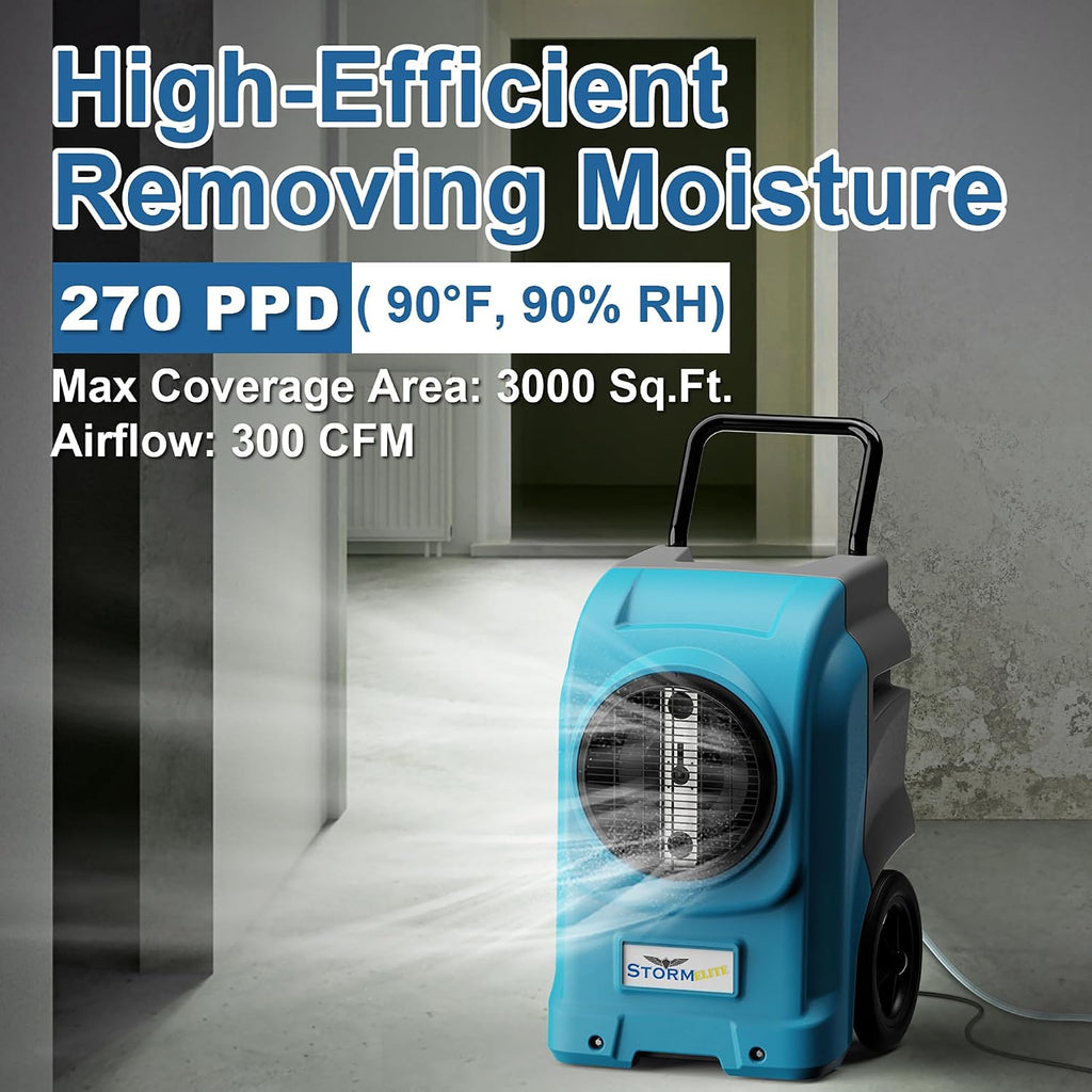 ALORAIR 270 Pints Commercial Dehumidifiers Smart Wi-Fi with Pump, Up to 3,000 Sq.Ft Coverage for Large Room or Basements, Industrial Dehumidifier with Drain Hose, 5 Years Limited Warranty