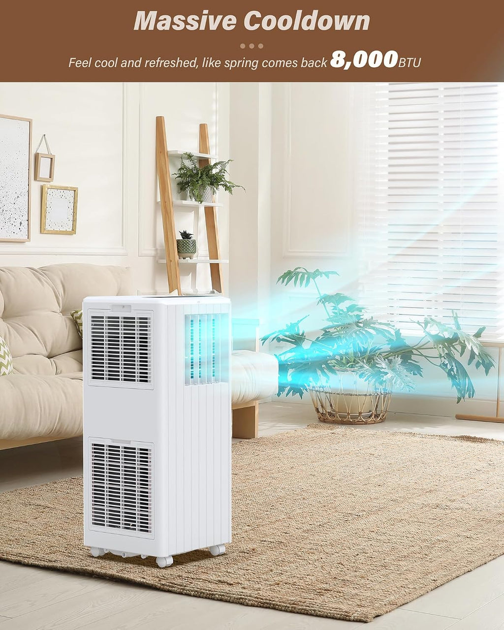 Portable Air Conditioners, 8000 BTU Air Conditioners for Room Up to 350 Sq. Ft. 3-IN-1 Portable AC Unit with Fan/Dehumidifier/24H Timer/Remote Control & Windows Kit, White