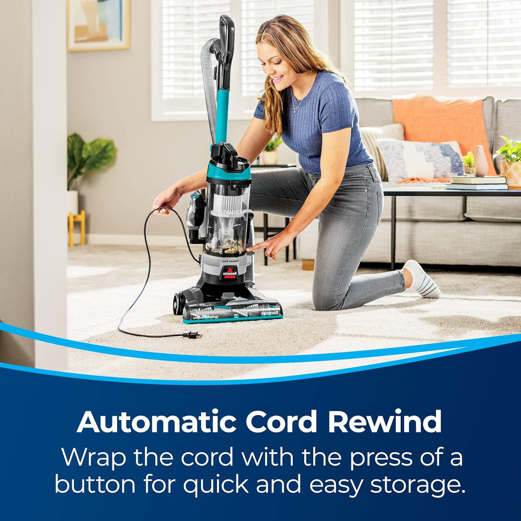 Bissell CleanView Rewind Pet Bagless Vacuum with Automatic Cord Rewind, Active Extension Wand for Hard-to-Reach Areas, Powerful Suction & Multi-Surface Cleaning, 3534